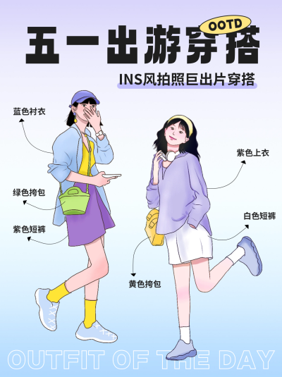 五一出游穿搭攻略分享小红书封面 模板ID：65166