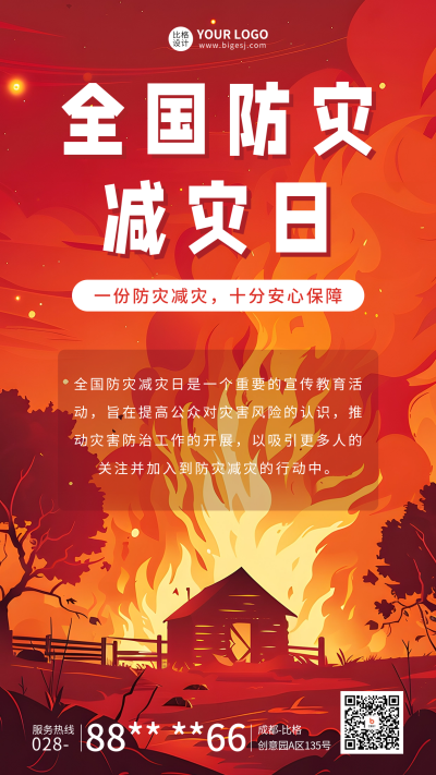 全国防灾减灾日活动宣传海报 模板ID：65464