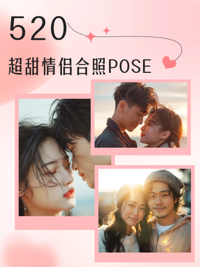 情人节情侣拍照教程小红书封面 模板ID:65801
