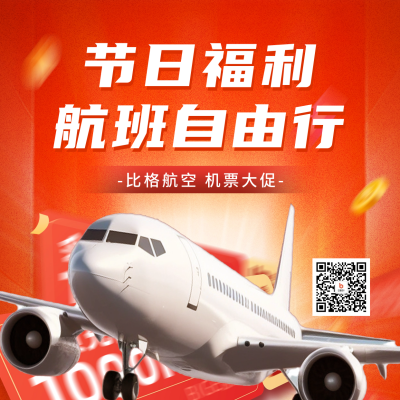 机票促销活动宣传方形海报 模板ID：65788