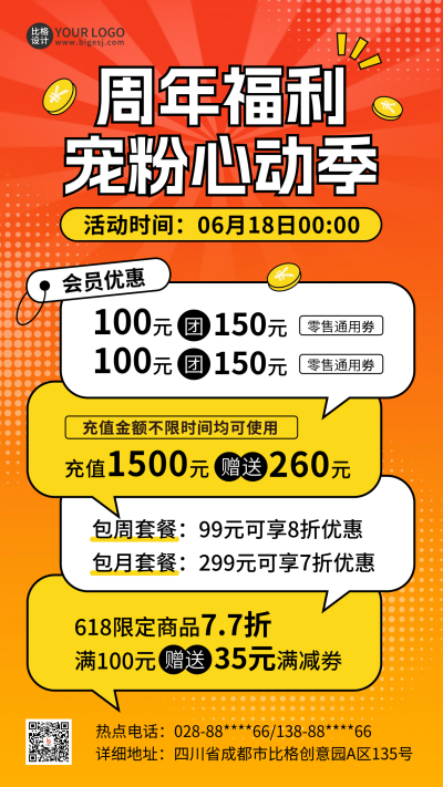 618福利电商促销活动海报 模板ID:65924