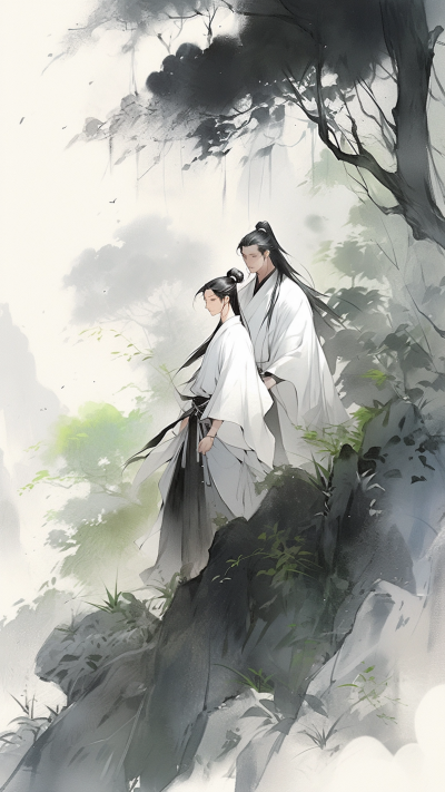 黑色中国风男生手机壁纸 模板ID：66212