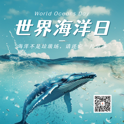世界海洋日宣传方形海报 模板ID：66493