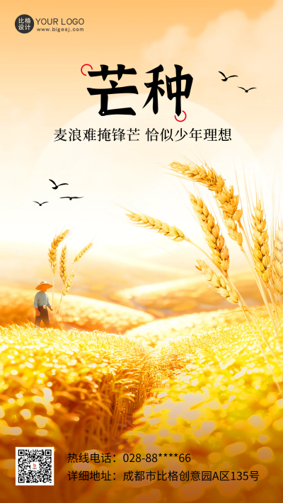 芒种节气实景海报 模板ID：66562