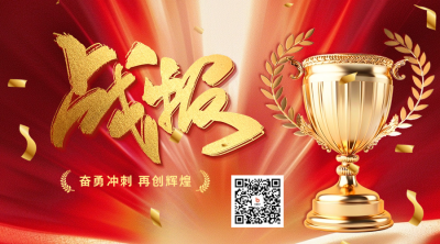 业绩战报宣传奖杯商务风二维码海报 模板ID：66817