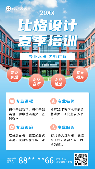 夏季培训招生宣传海报 模板ID：66879