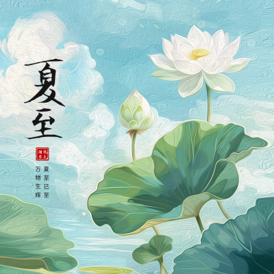 夏至手绘祝福方形海报 模板ID：67057