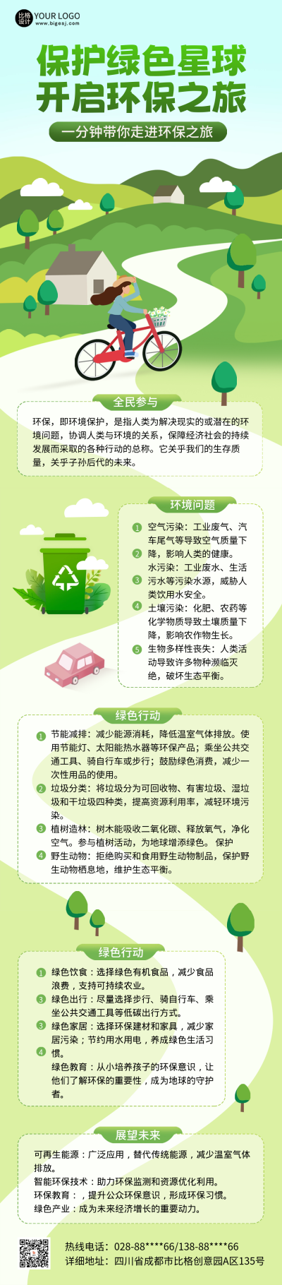保护环境低碳环保公益宣传公众号长图 模板ID:67194
