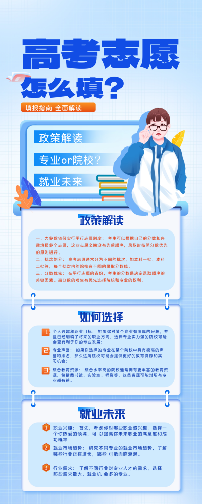 高考志愿填报长图海报 模板ID:67358