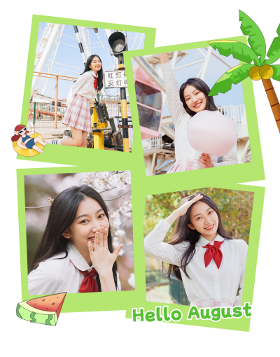 夏季旅游度假照片墙拼图 模板ID:67385