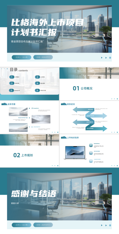企业上市项目计划书汇报PPT 模板ID:68067