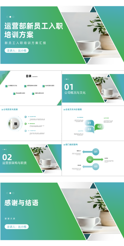 员工入职培训方案PPT 模板ID：68086