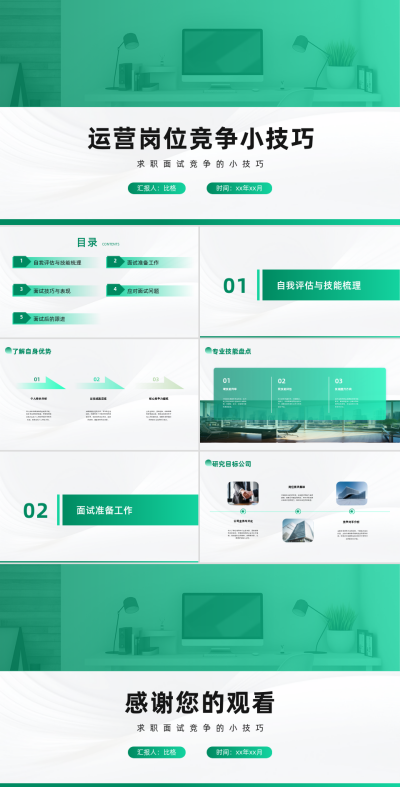 运营面试技巧宣传PPT 模板ID：68096