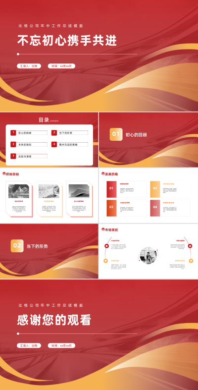 企业年中总结汇报PPT 模板ID:68092
