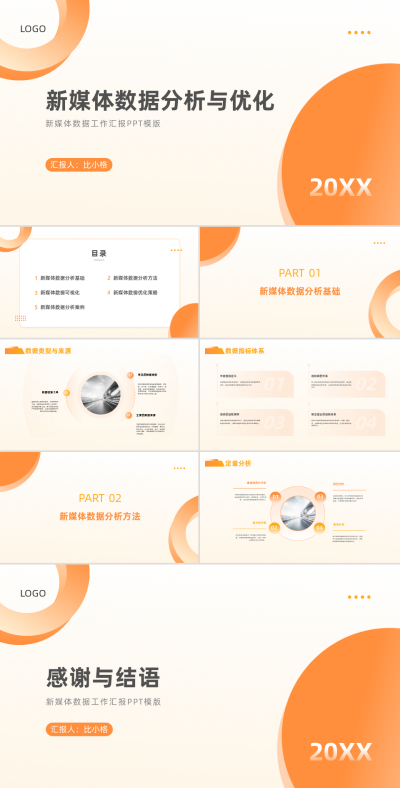 新媒体数据分析与优化PPT 模板ID：68125