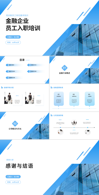 金融企业员工入职培训PPT 模板ID：68148