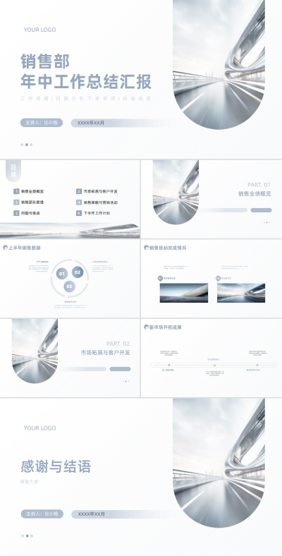销售部年中工作总结汇报PPT 模板ID:68172