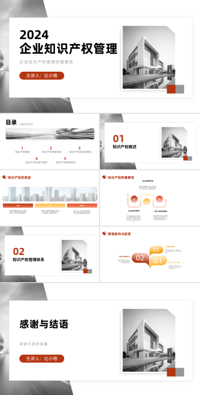 企业知识产权管理汇报PPT 模板ID：68278