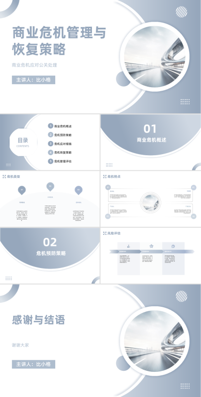 商业危机管理与恢复策略汇报PPT 模板ID:68281