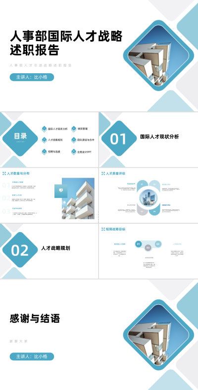 人事部国际人才战略汇报PPT 模板ID：68303