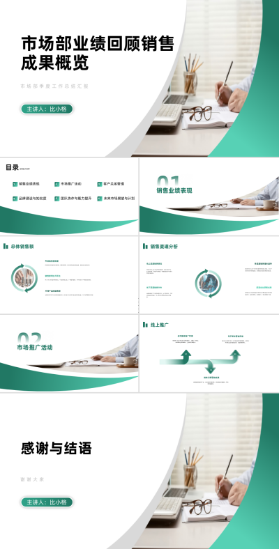市场部季度工作总结汇报PPT 模板ID:68304