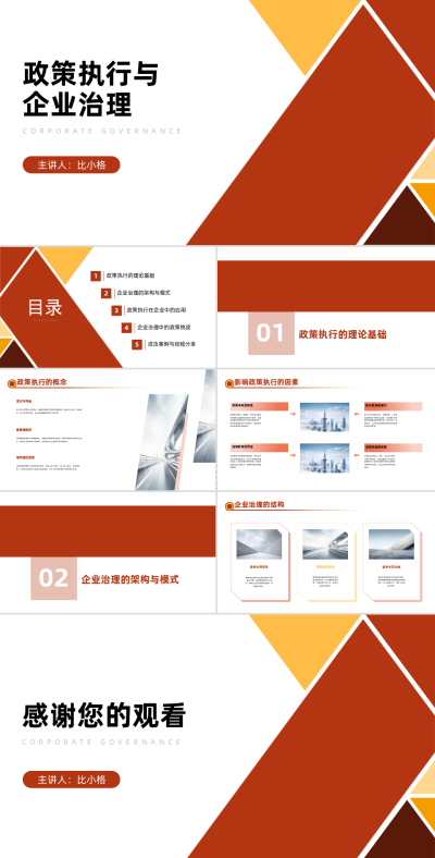 政策执行与企业治理PPT 模板ID:68337