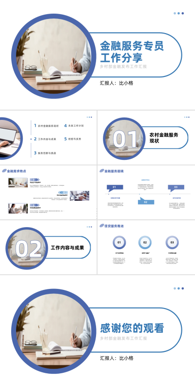 金融理财服务专员工作汇报分享PPT 模板ID：68350