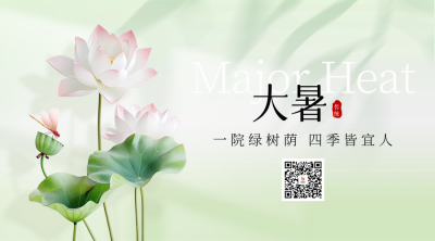 大暑节气荷花二维码 模板ID：68484