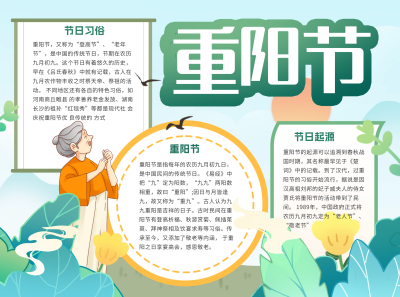 手绘风重阳节知识科普手抄报 模板ID:70866