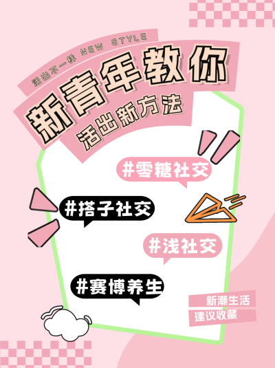 热门话题新潮生活小红书封面 模板ID:69097