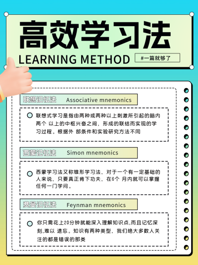 高效学习法小红书封面 模板ID：69229