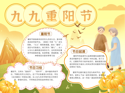 手绘风重阳节知识科普手抄报 模板ID:70863