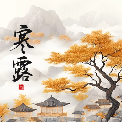 寒露节气手绘祝福公众号次图 模板ID：70842
