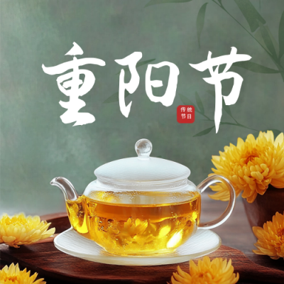 重阳节菊花茶实景公众号次图 模板ID：70906