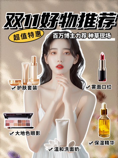 双十一好物推荐分享小红书封面 模板ID：71272