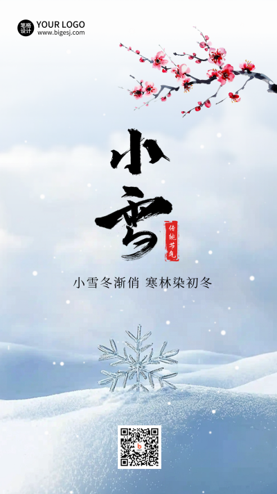 小雪节气雪花实景宣传海报 模板ID:71812