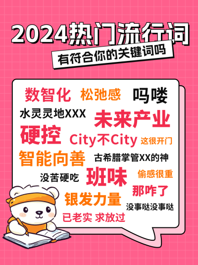 2024热门流行词总结分享小红书封面 模板ID：72497