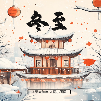 冬至祝福手绘方形海报 模板ID：73270