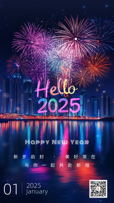城市烟花元旦节新年海报 模板ID：73287