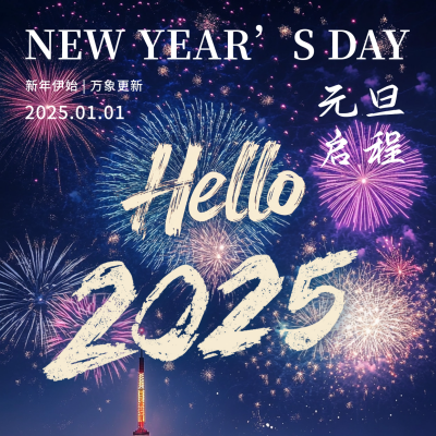 喜庆元旦跨年烟花方形海报 模板ID：73685