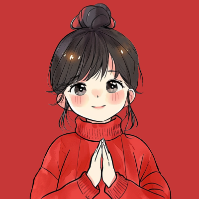 新年元旦节日许愿可爱小女生手绘卡通头像 模板ID：73743