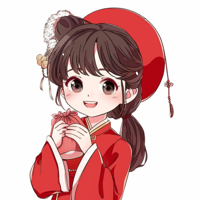 新年元旦节日可爱女生手绘卡通头像 模板ID:73747