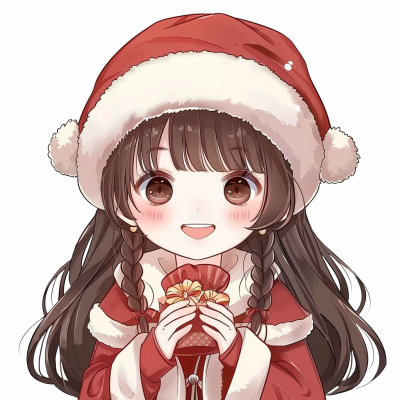 新年元旦节日可爱小女生手绘卡通头像 模板ID：73748