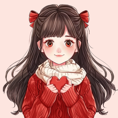 新年元旦节日可爱女生手绘卡通头像 模板ID：73750