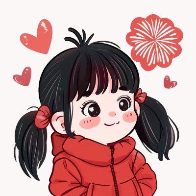 新年元旦节日可爱小女孩手绘卡通头像 模板ID：73752
