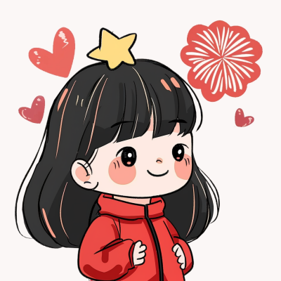 新年元旦节日可爱小女孩手绘卡通头像 模板ID：73757