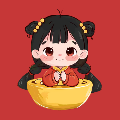 新年元旦节日喜庆可爱小女孩手绘卡通头像 模板ID：73758