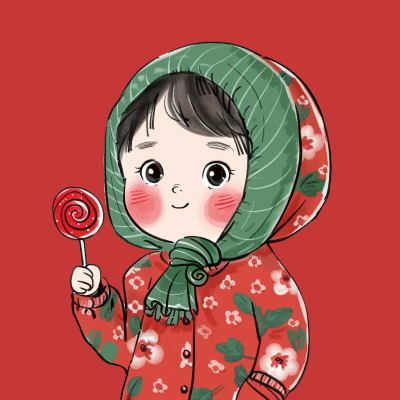 新年元旦节日喜庆可爱小女孩手绘卡通头像 模板ID：73760