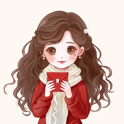 新年元旦节日可爱女生手绘卡通头像 模板ID：73761