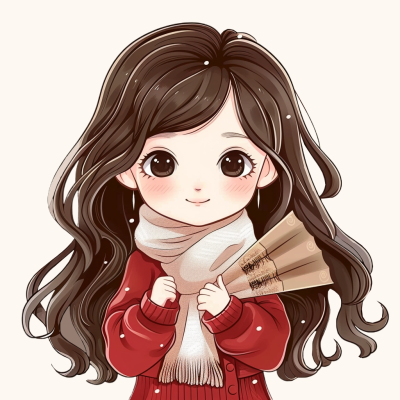 新年元旦节日可爱女生手绘卡通头像 模板ID:73763